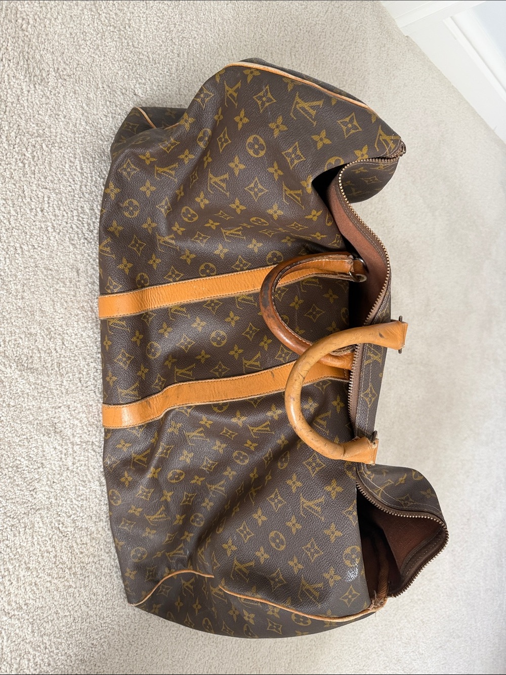 Louis Vuitton Monogram Canvas Duffel with Tan Leather Trim